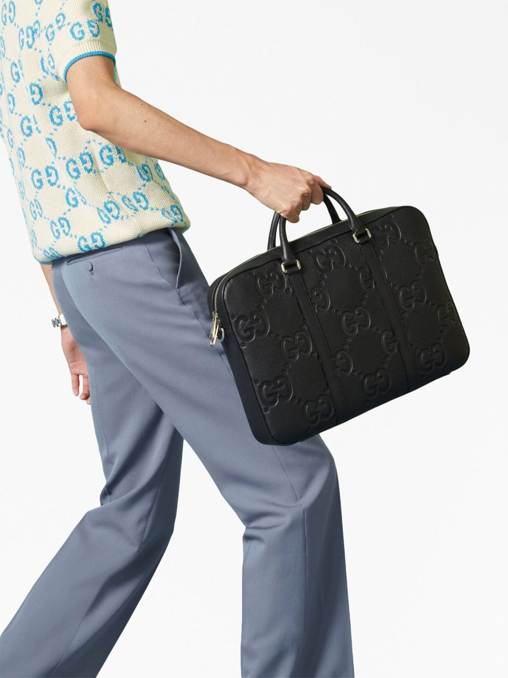 G*u*i debossed-logo laptop bag