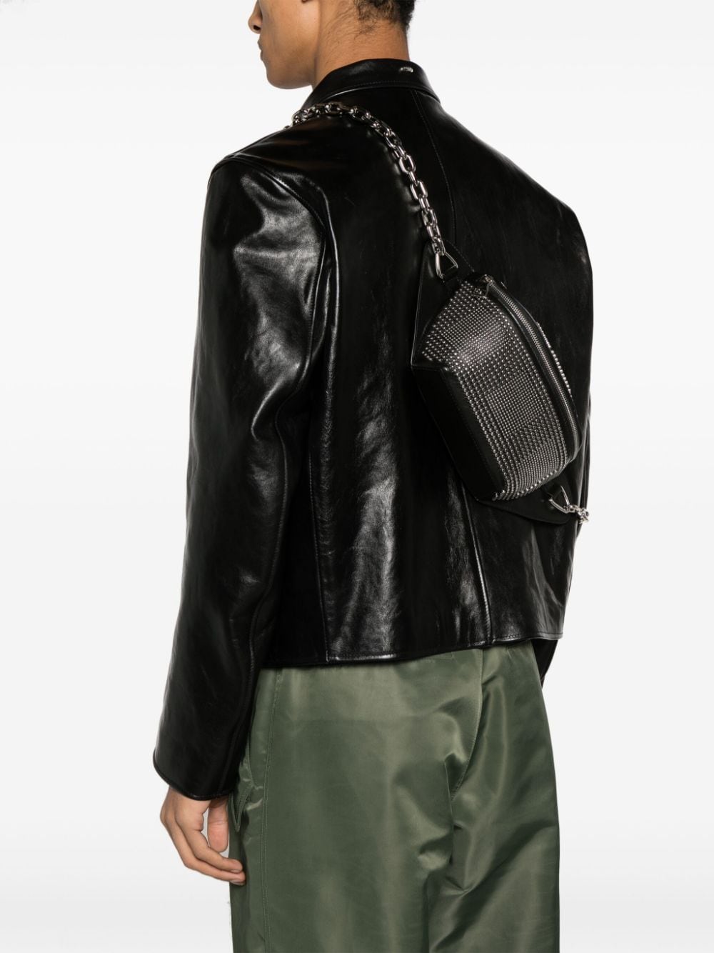 Alexander McQueen stud-embellished leather messenger bag