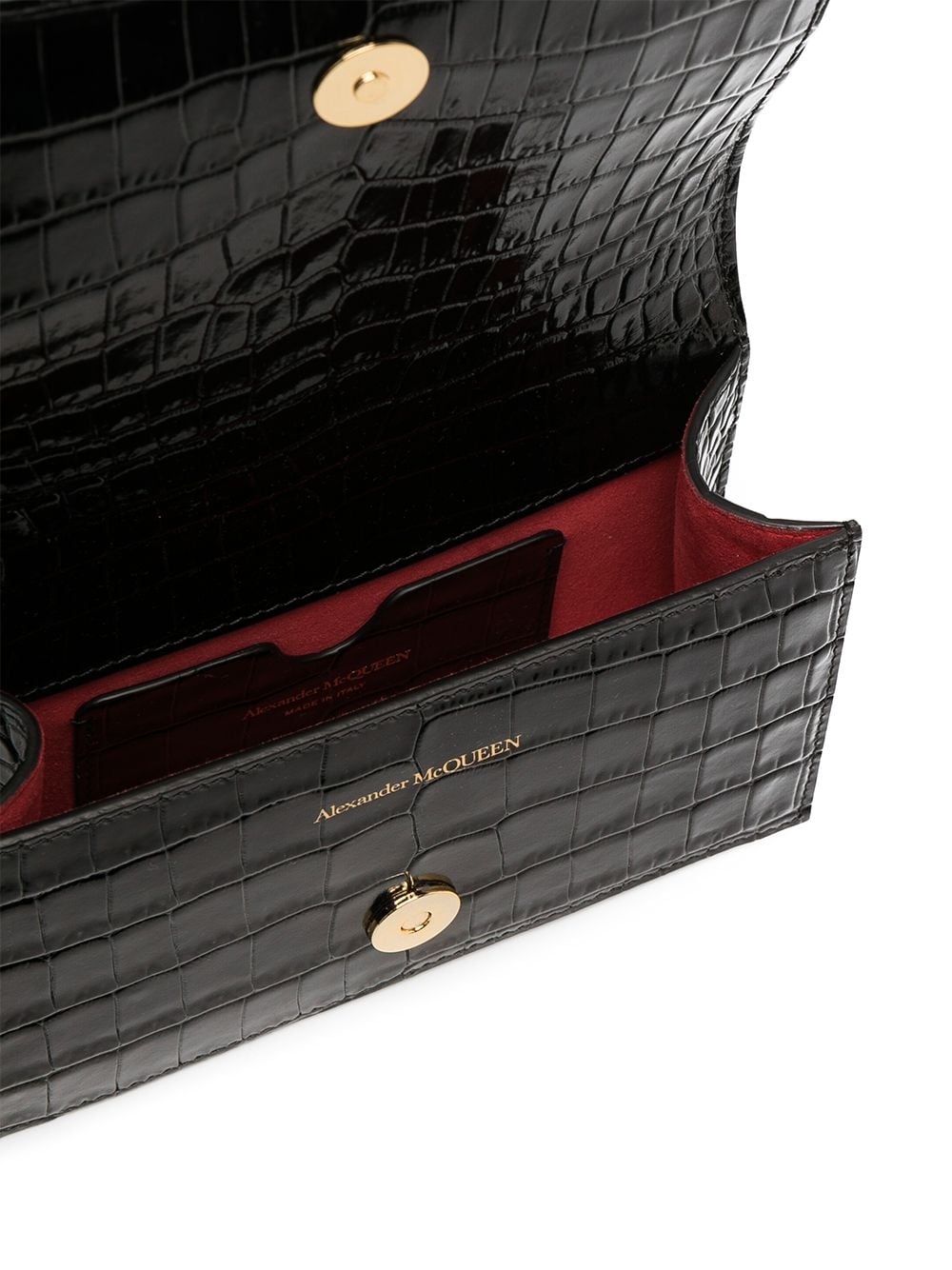 Alexander McQueen Jewelled crocodile-effect satchel