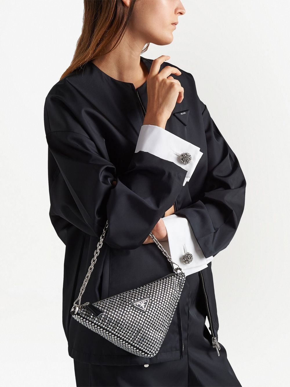 Pra*a Pra*a triangle crystal-embellished bag