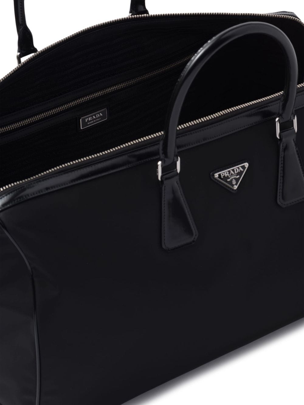 Pra*a logo-plaque panelled duffel bag