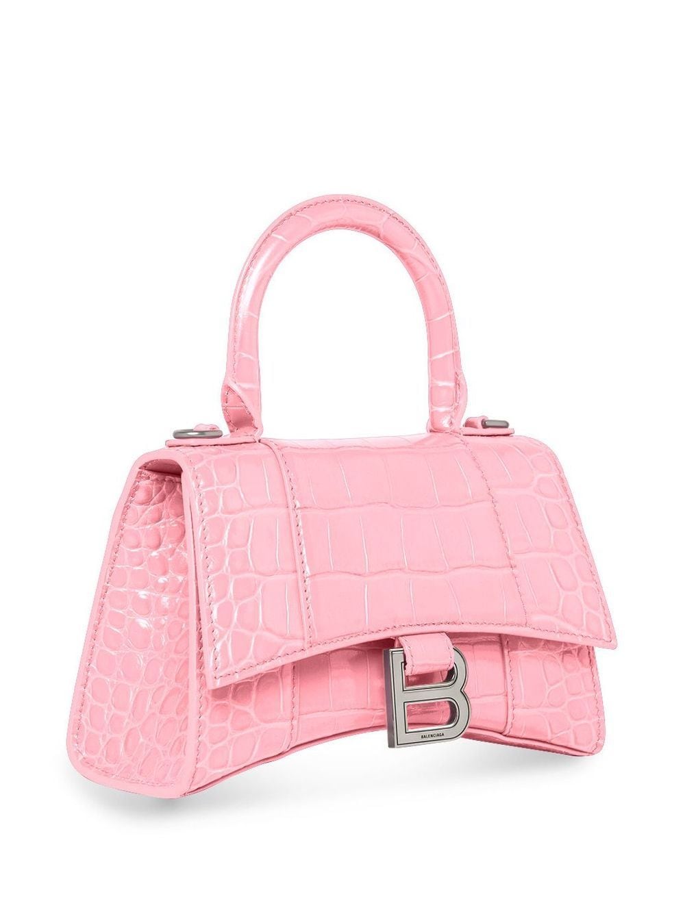 Ba*len*cia*ga hourglass crocodile-embossed handbag